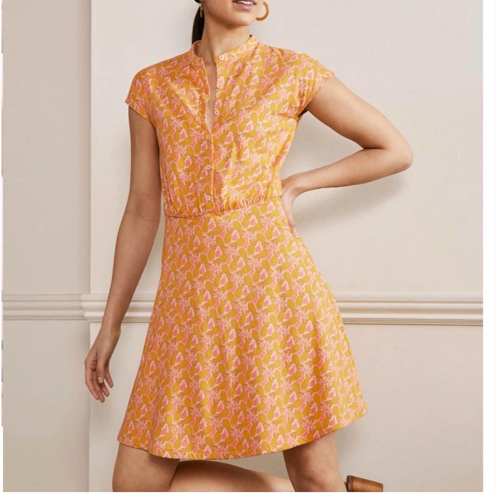 Women’s Pink and Orange Print Short Sleeve Dress